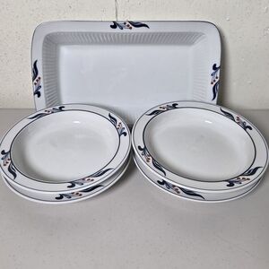 Dansk Bistro Maribo Set 4 X 8" Bowls And Rectangle Baking Dish 8" X 13" Japan